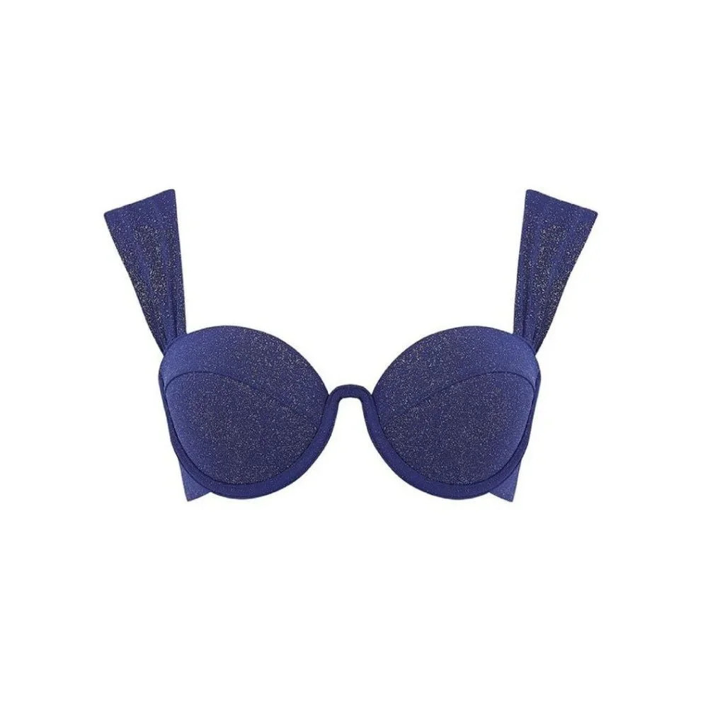 Arabella London Swimwear Navy Glimmer Modern Bustier Bikini Top